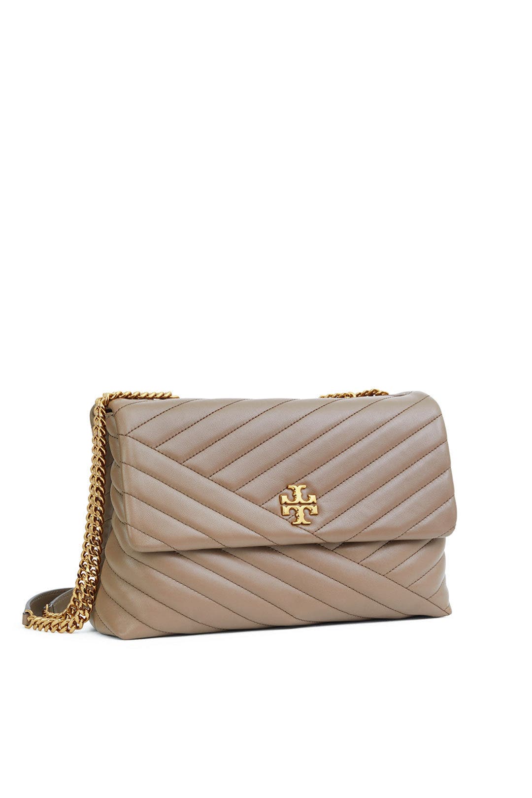 Taupe Chevron Convertible Shoulder Bag by Tory Burch Accessories 1