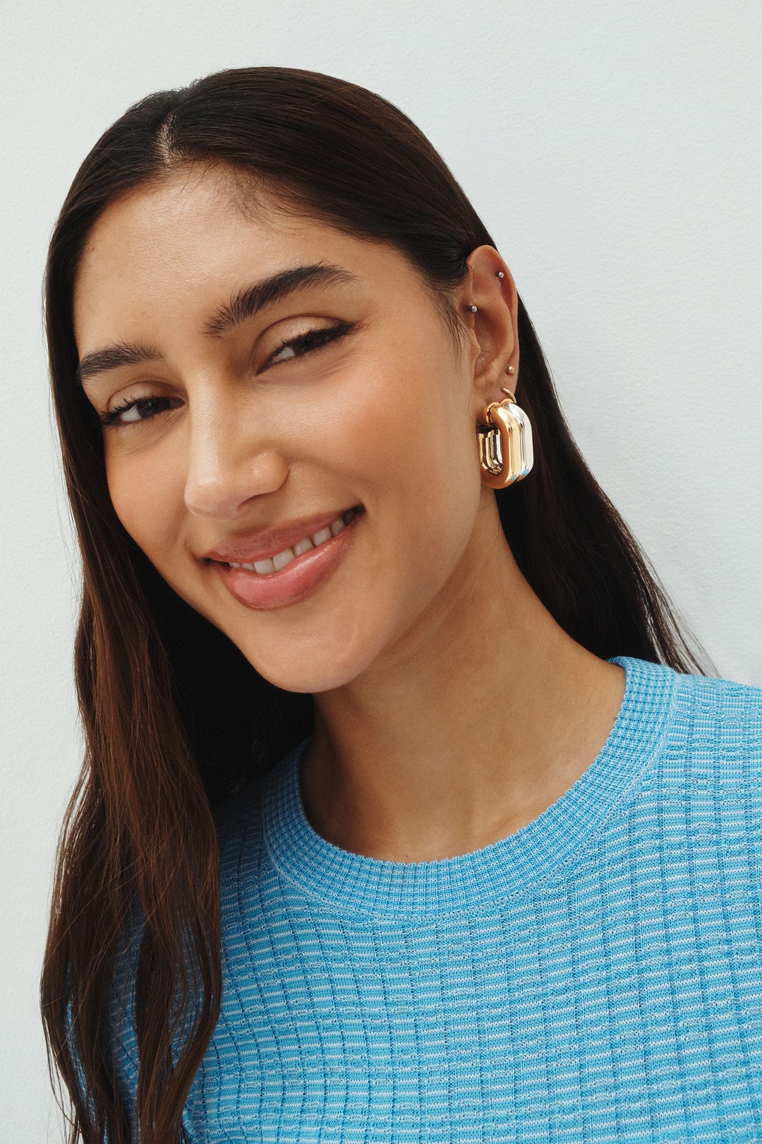 Two Toned Hoop Earrings by Rabanne Accessories 1