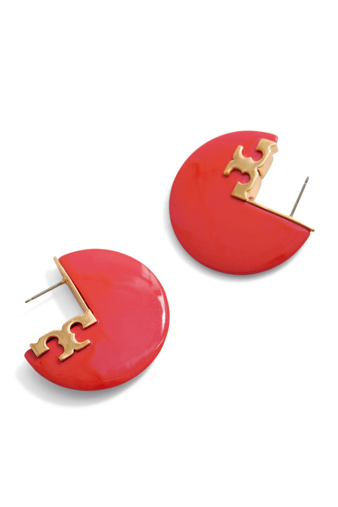 Logo Resin Hoop Earrings by Tory Burch Accessories 1