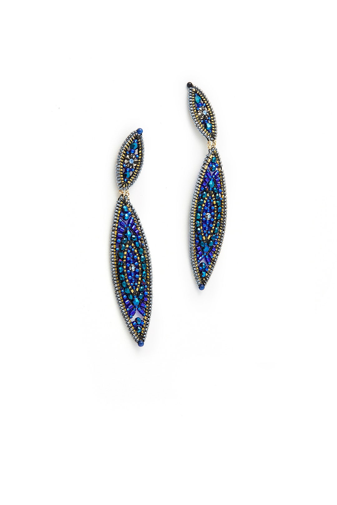 Sapphire Bay Leaf Earrings by Miguel Ases 1