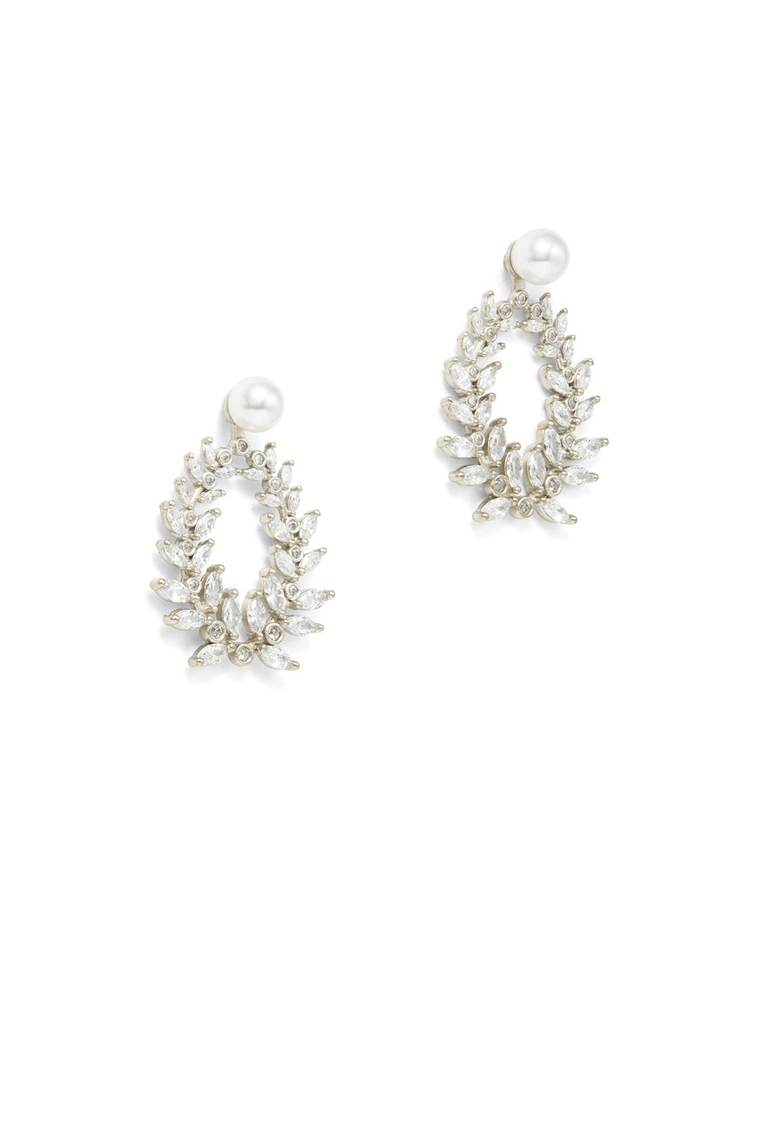 Crystal Leaf Tear Drop Earrings by Slate & Willow Accessories 1