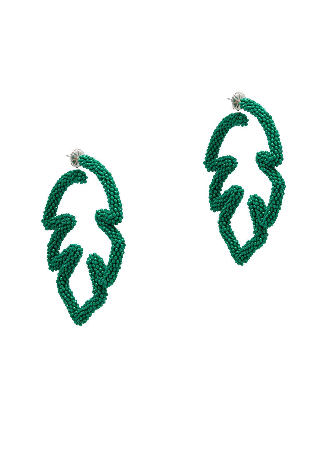 Green Beaded Palm Leaf Earrings by Sachin & Babi Accessories 1