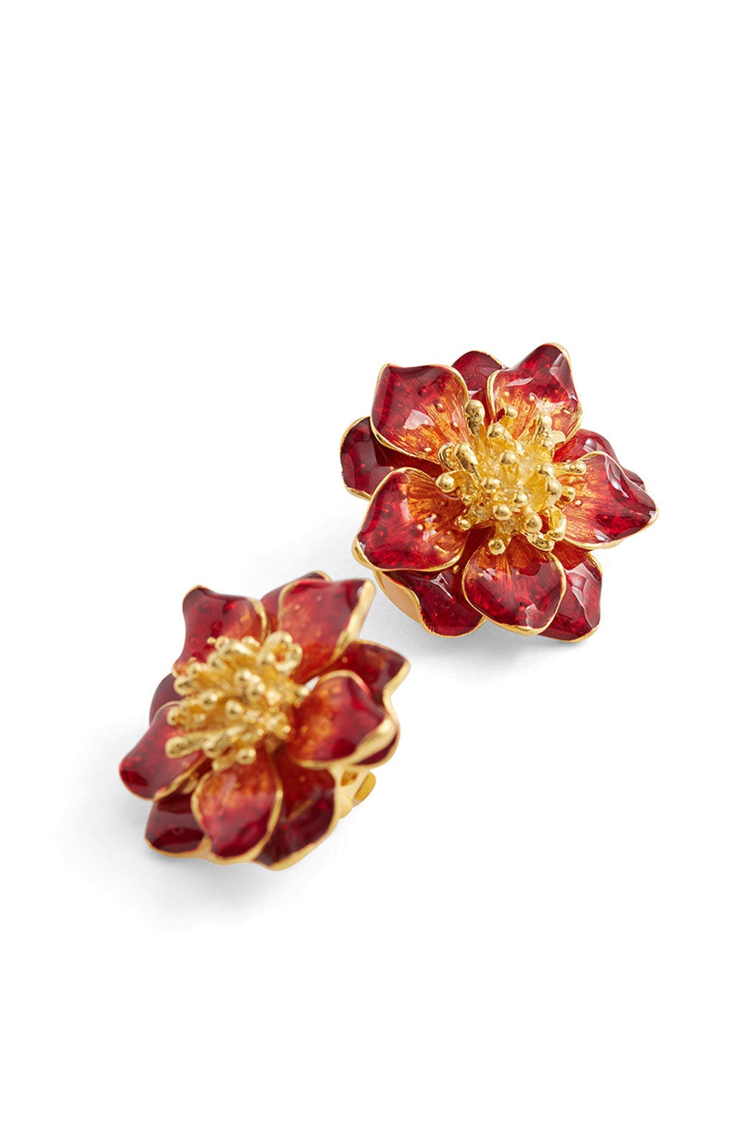 Enamel Flower Clip Earrings by Kenneth Jay Lane 1