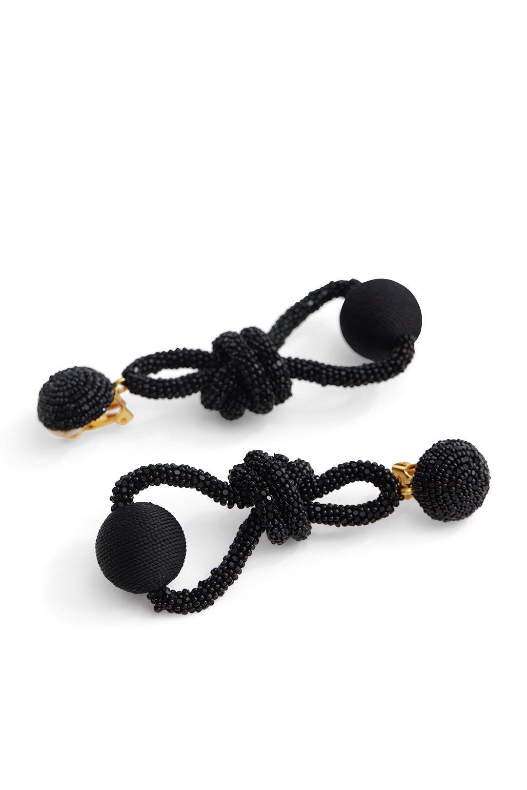 Black Beaded Knot Earrings by Oscar de la Renta 1