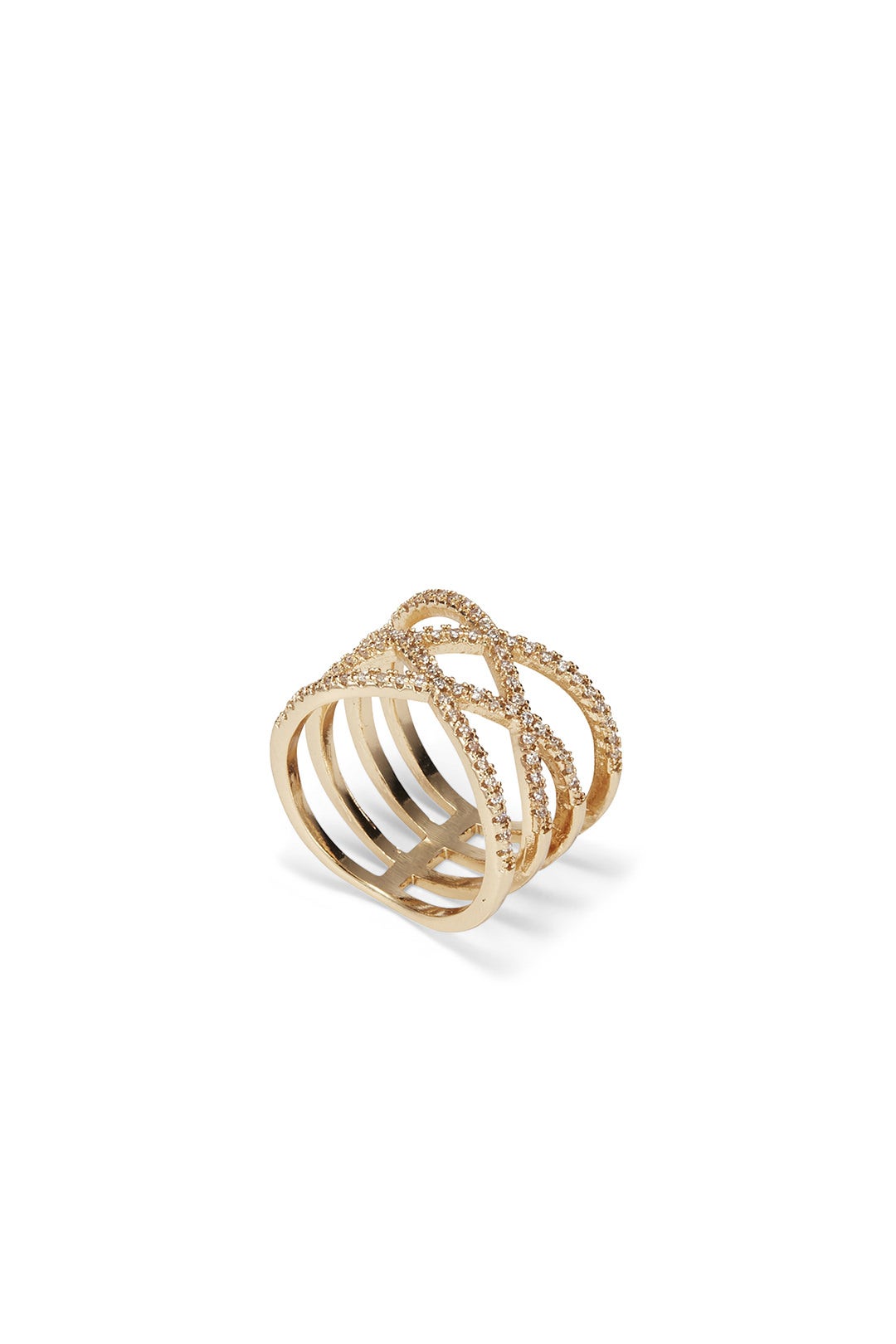 Crystal Criss Cross Ring by Slate & Willow Accessories 1