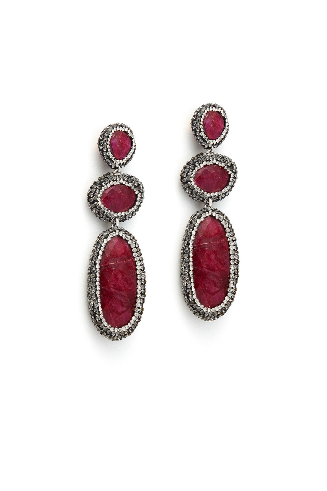 Encrusted Ruby Drop Earrings by Slate & Willow Accessories 1