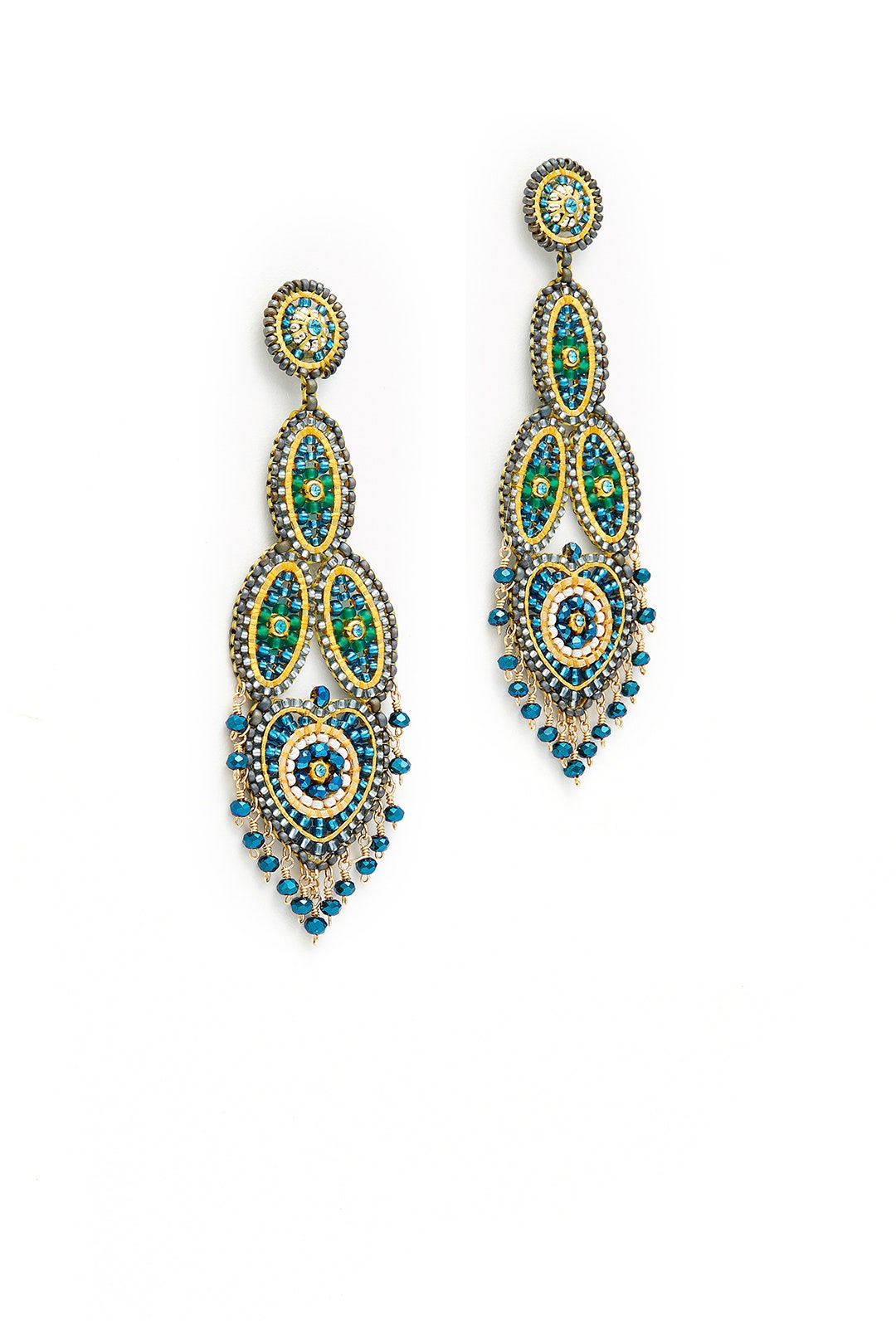 Yellow Paisley Dangling Earrings by Miguel Ases 1