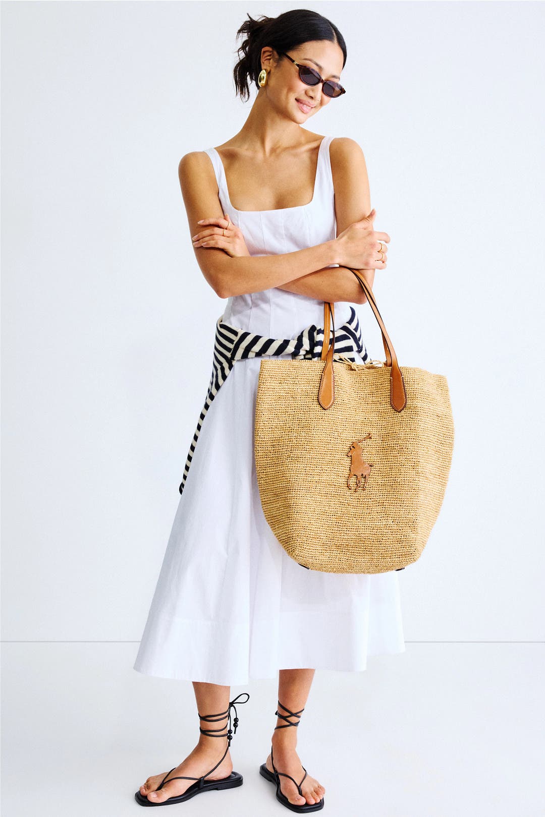Mai 　ST144 美品Polo Ralph Lauren BB7 North South Raffia Large Tote by Polo Ralph Lauren Accessories