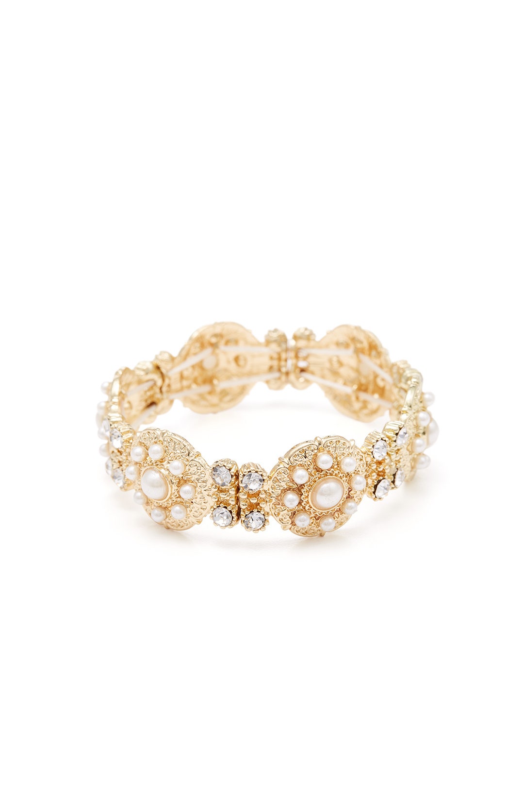 Gold Pearl Stretch Bracelet by Slate & Willow Accessories 1