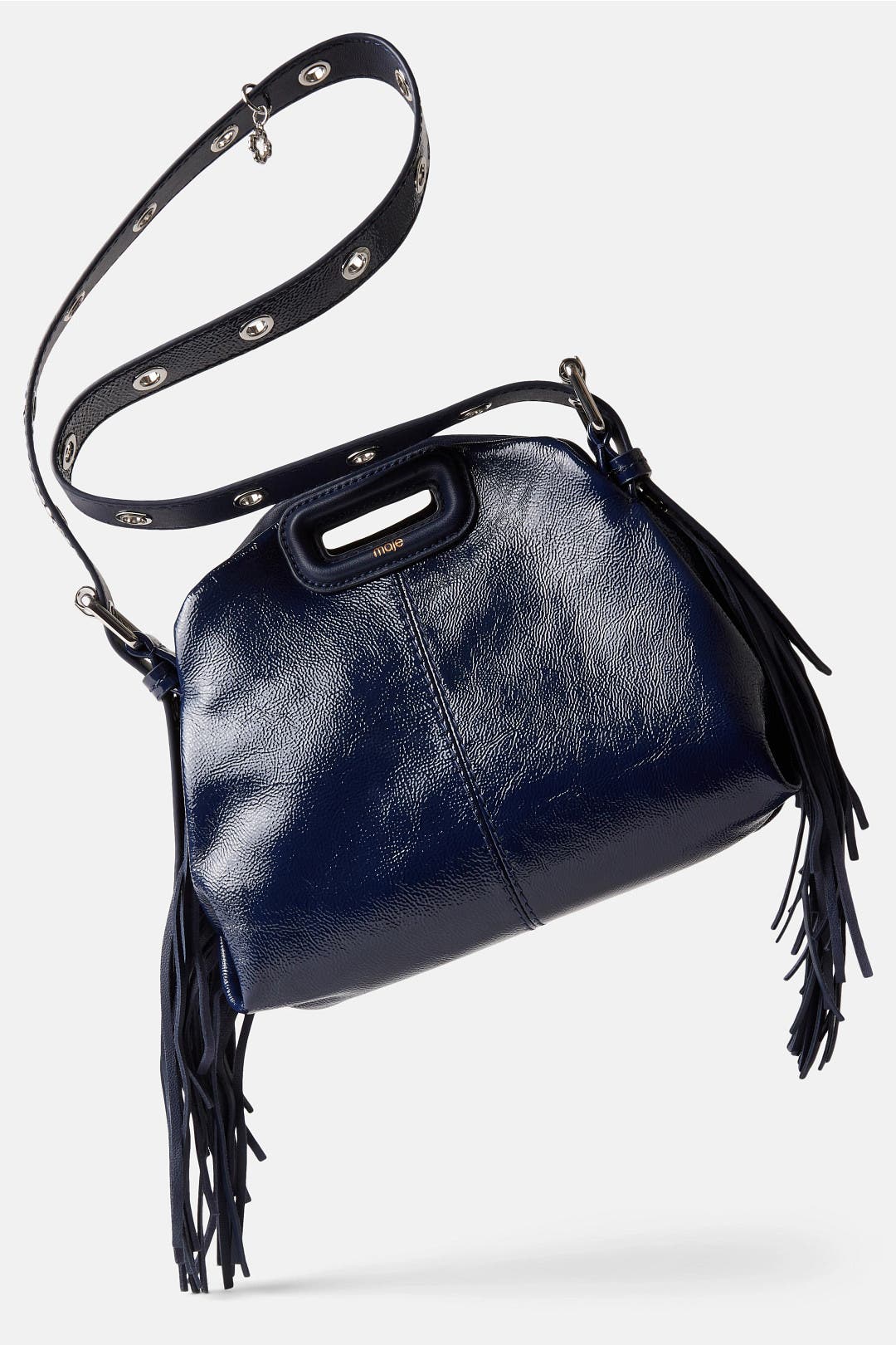 Miss M Navy Mini Crossbody by Maje | Rent the Runway