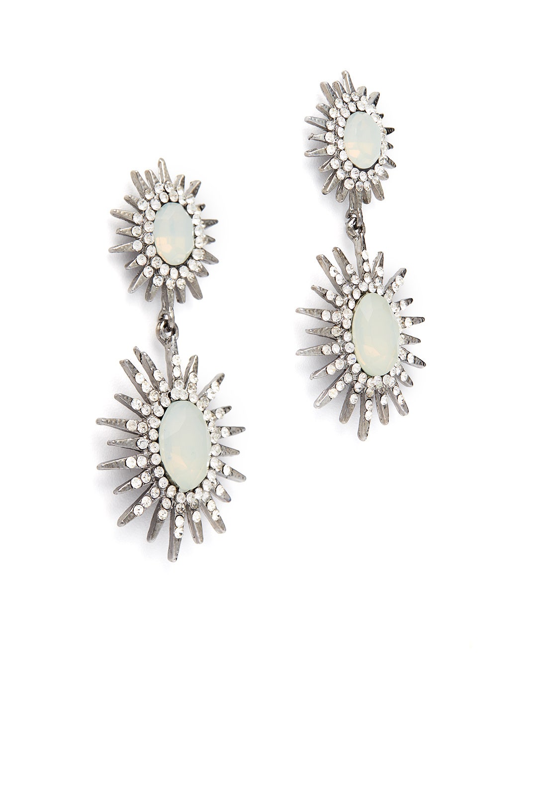 Iridescent Silver Starburst Drop Earrings by Slate & Willow Accessories 1