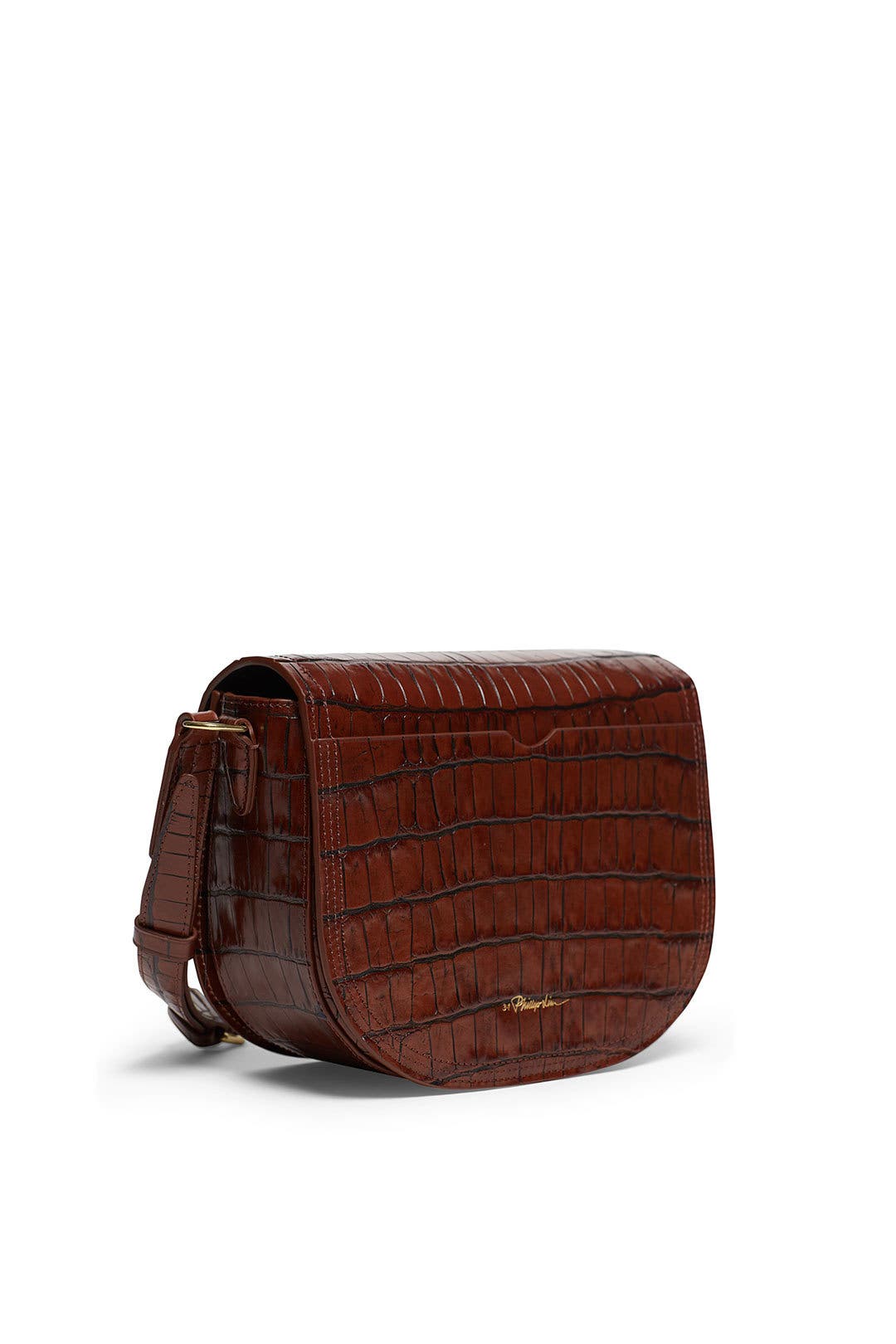 Chestnut Croc Pashli Saddle Bag by 3.1 Phillip Lim Accessories