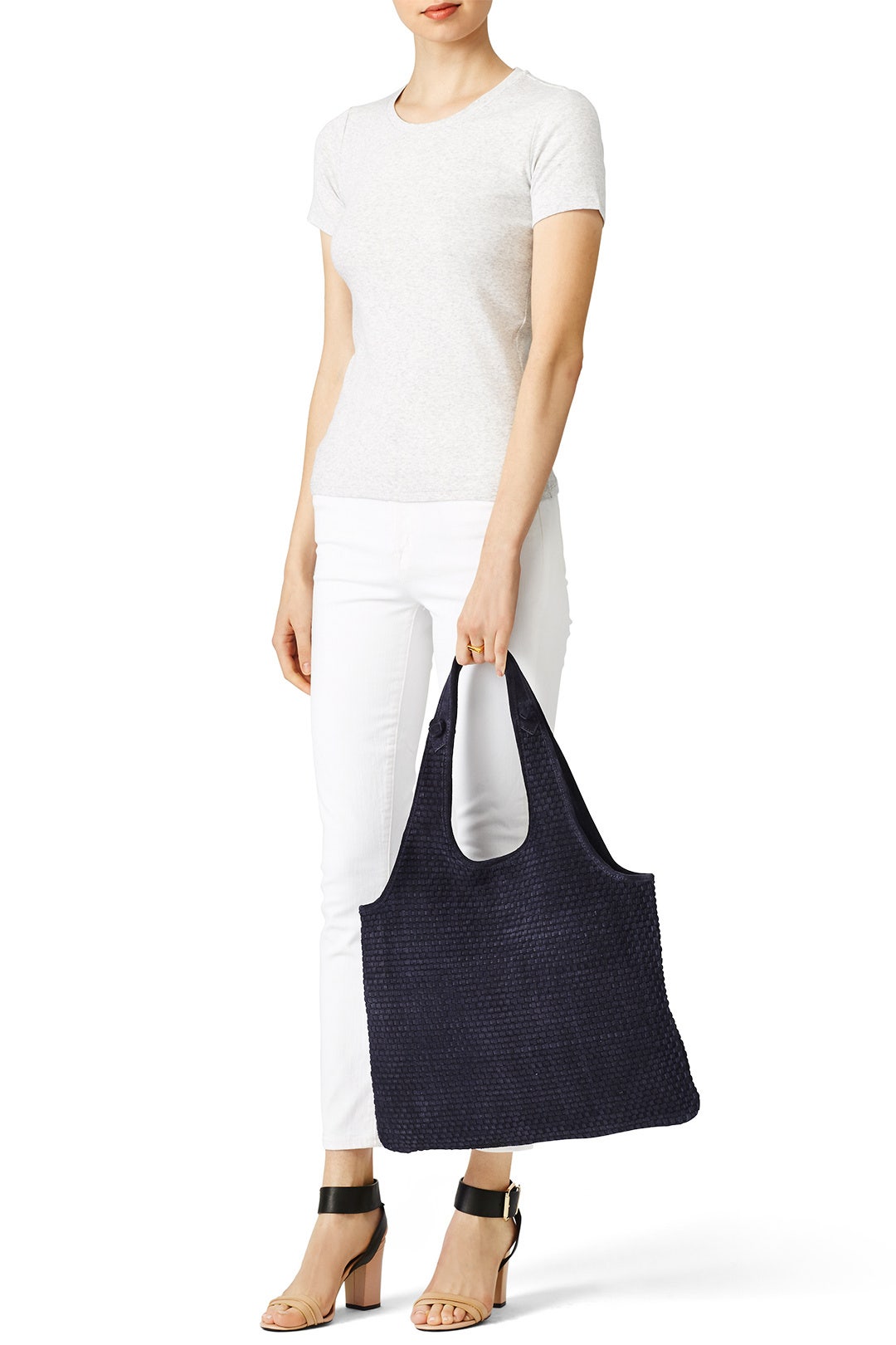 Navy Woven Suede Zoe Tote by Elizabeth and James Accessories 1