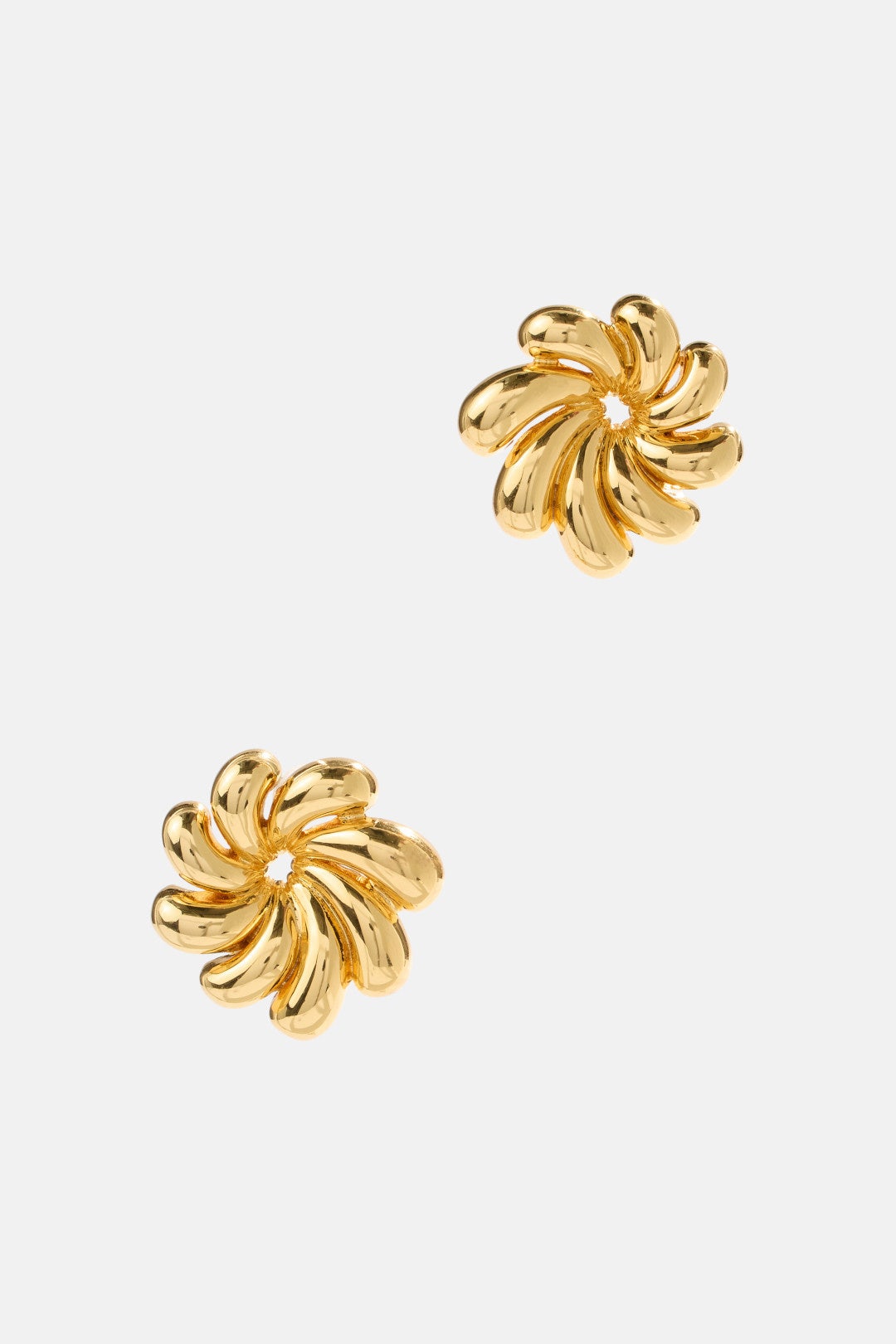Gold Pinwheel Button Earrings