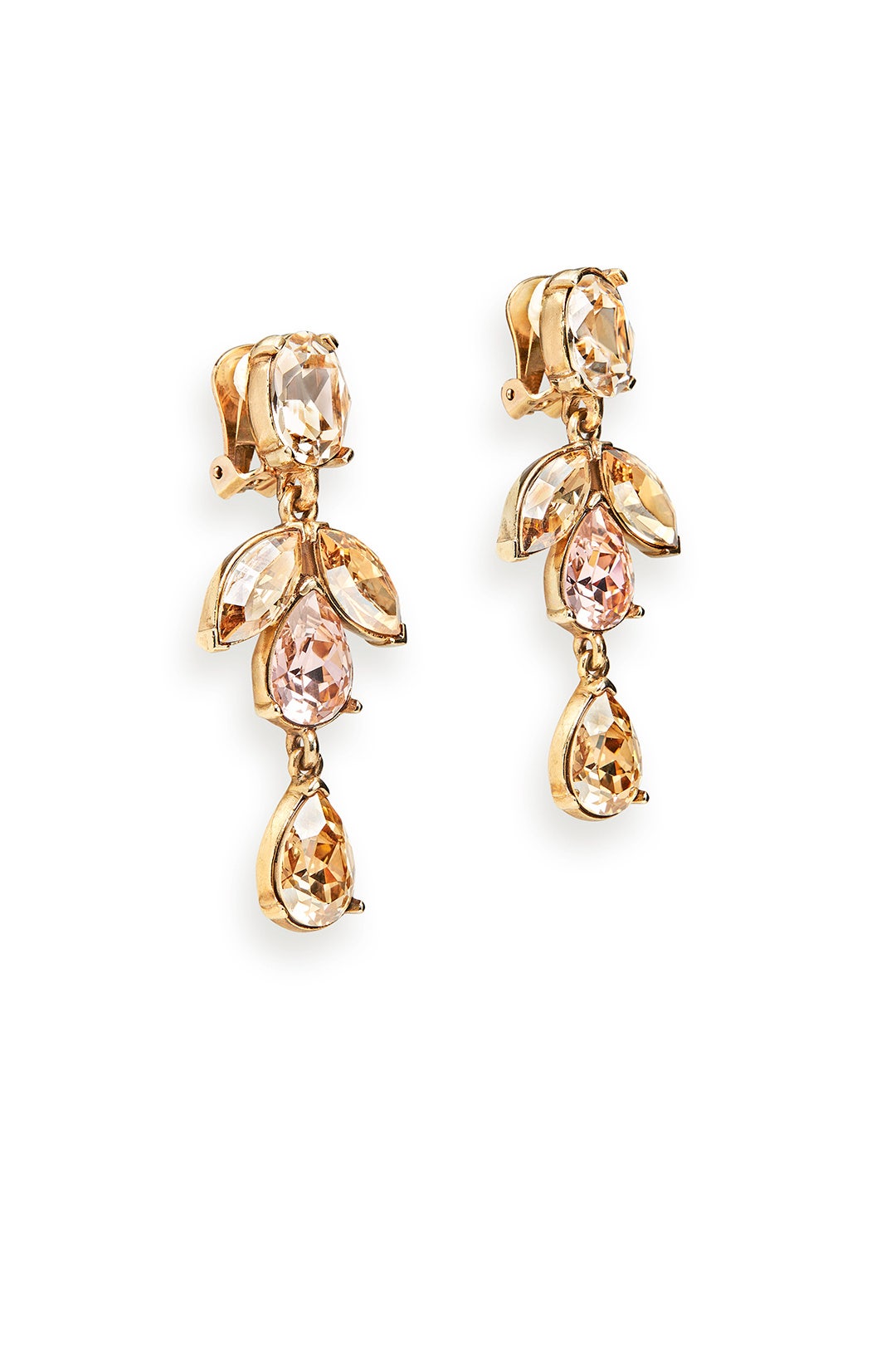 Gold Shadow Crystal Earrings by Oscar de la Renta 1