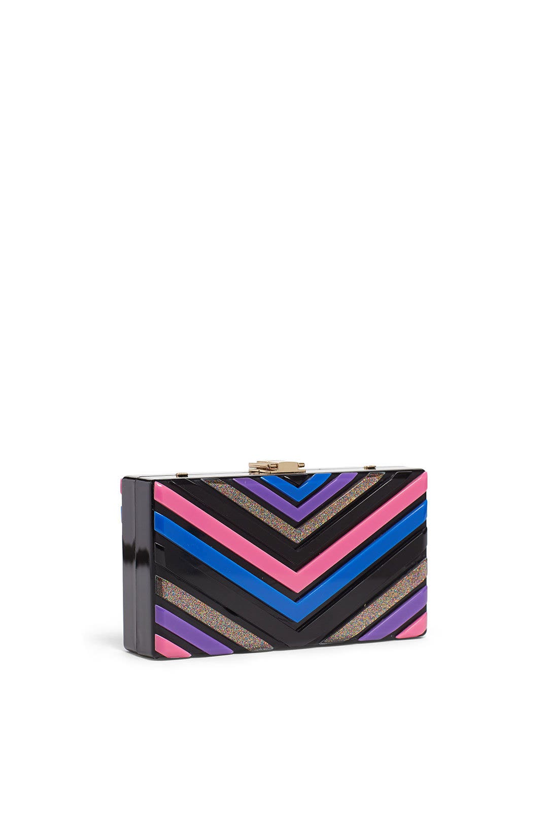 Multi Bright Chevron Box Minaudiere by Sondra Roberts 1
