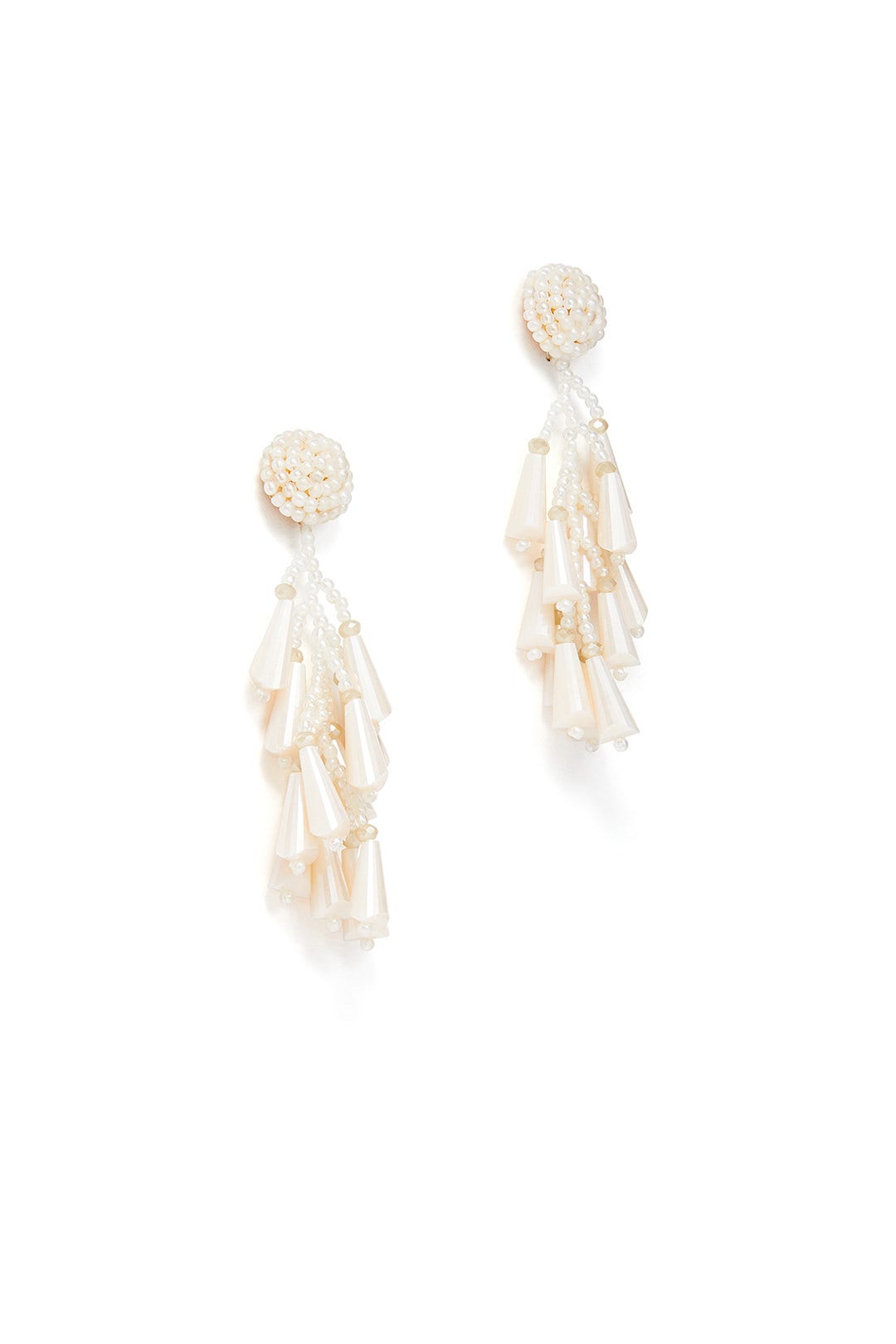 Ivory Beaded Tassel Earrings by Slate & Willow Accessories 1