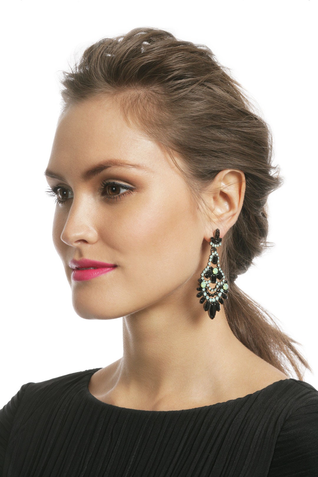 Jet and Jade Navette Earrings by Elizabeth Cole 1