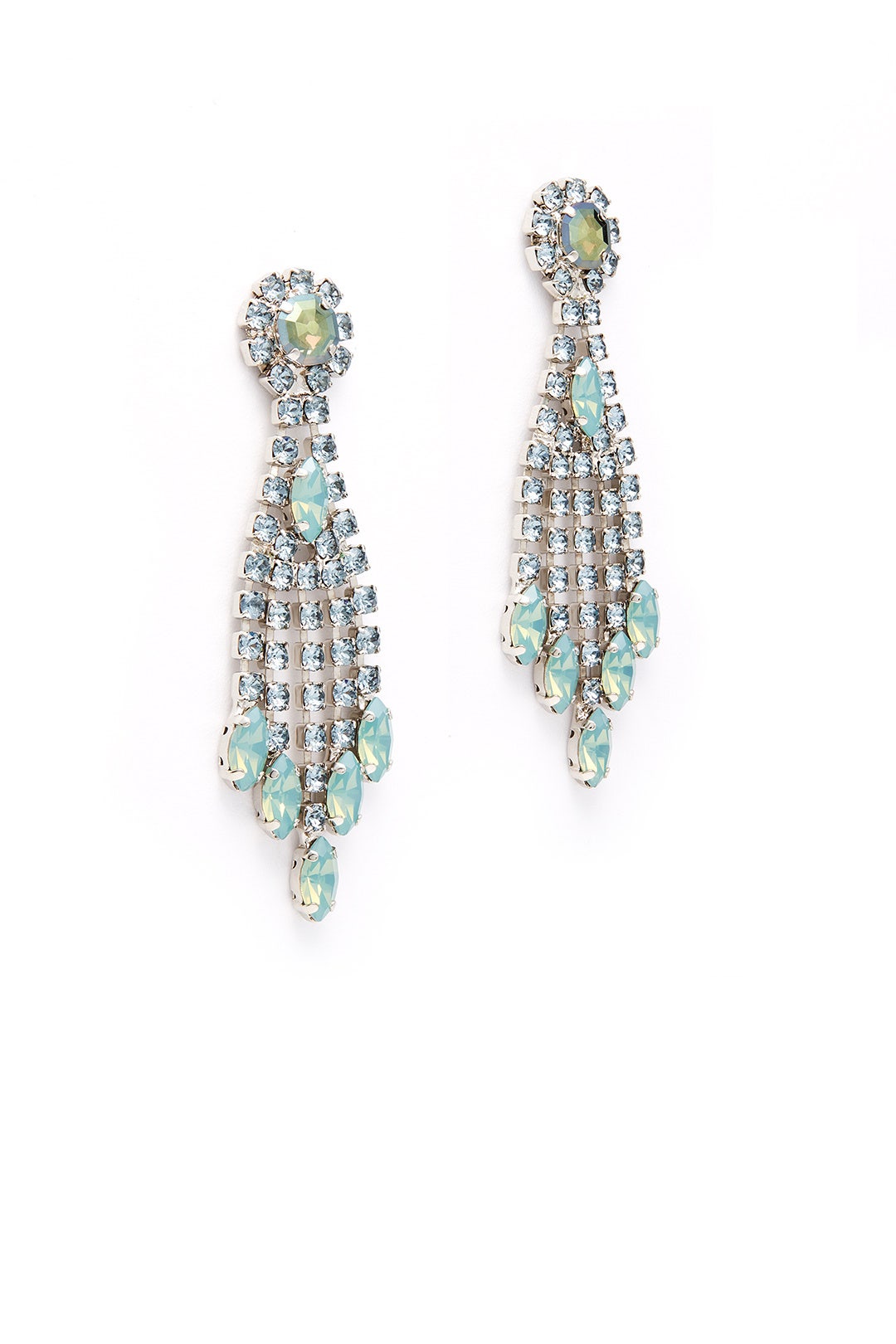 Sea Green Crystal Thread Earrings by Tova 1