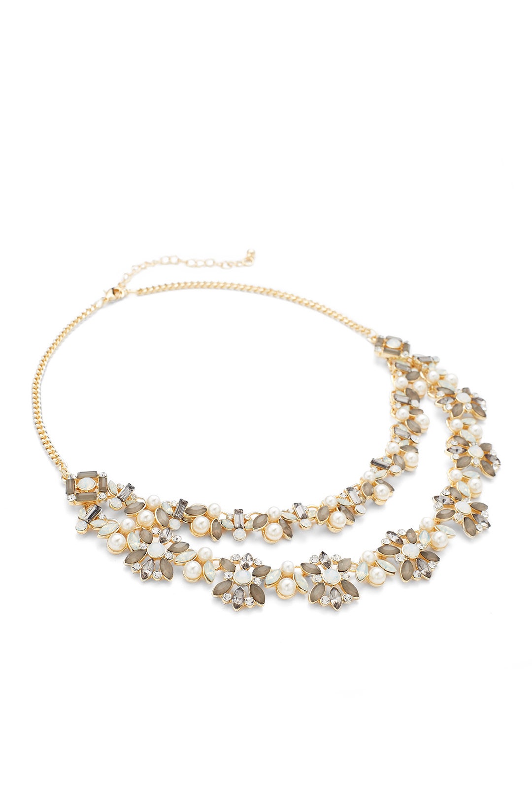 Gold Layered Crystal and Pearl Necklace by Slate & Willow Accessories 1