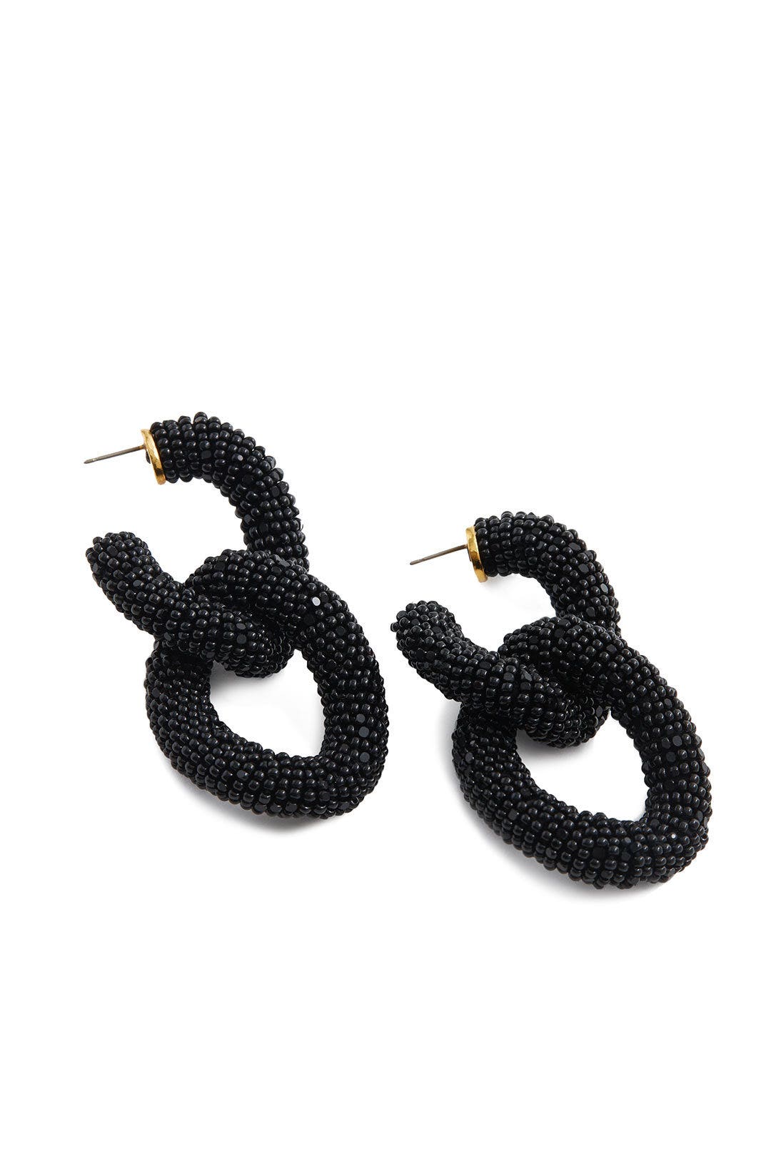 Black Beaded Link Earrings by Oscar de la Renta 1
