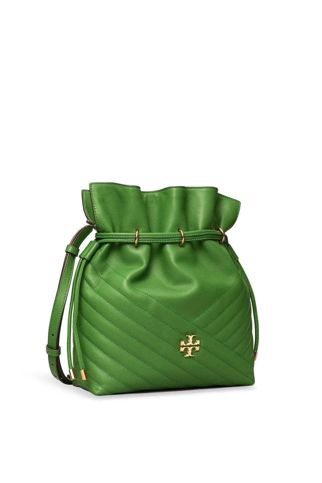 KIRA CHEVRON MINI BUCKET BAG  トリーバーチ NEW Tory Burch Kira Chevron Limone Yellow Leather Mini Bucket