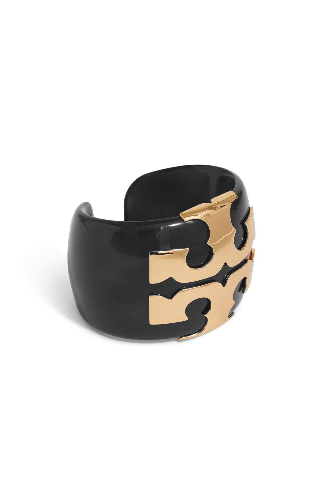 Black Logo Resin Cuff by Tory Burch Accessories 1