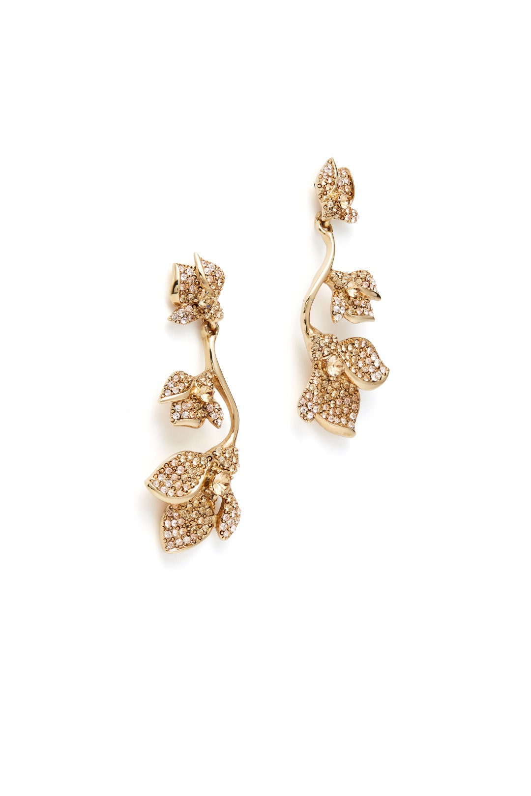 Gold Gradient Crystal Flower Earrings by Oscar de la Renta 1