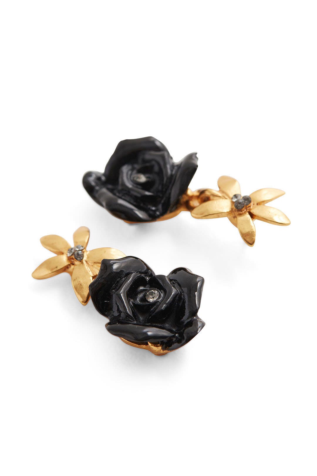 Black Rose Resin Earrings by Oscar de la Renta 1