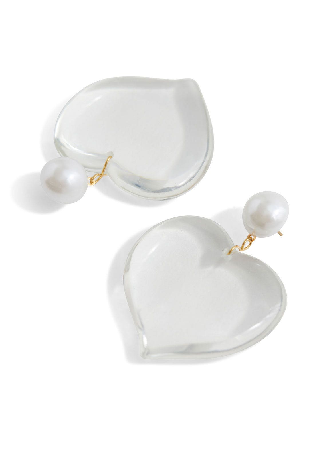 Pearl Top Clear Heart Drop Earrings by Kenneth Jay Lane 1