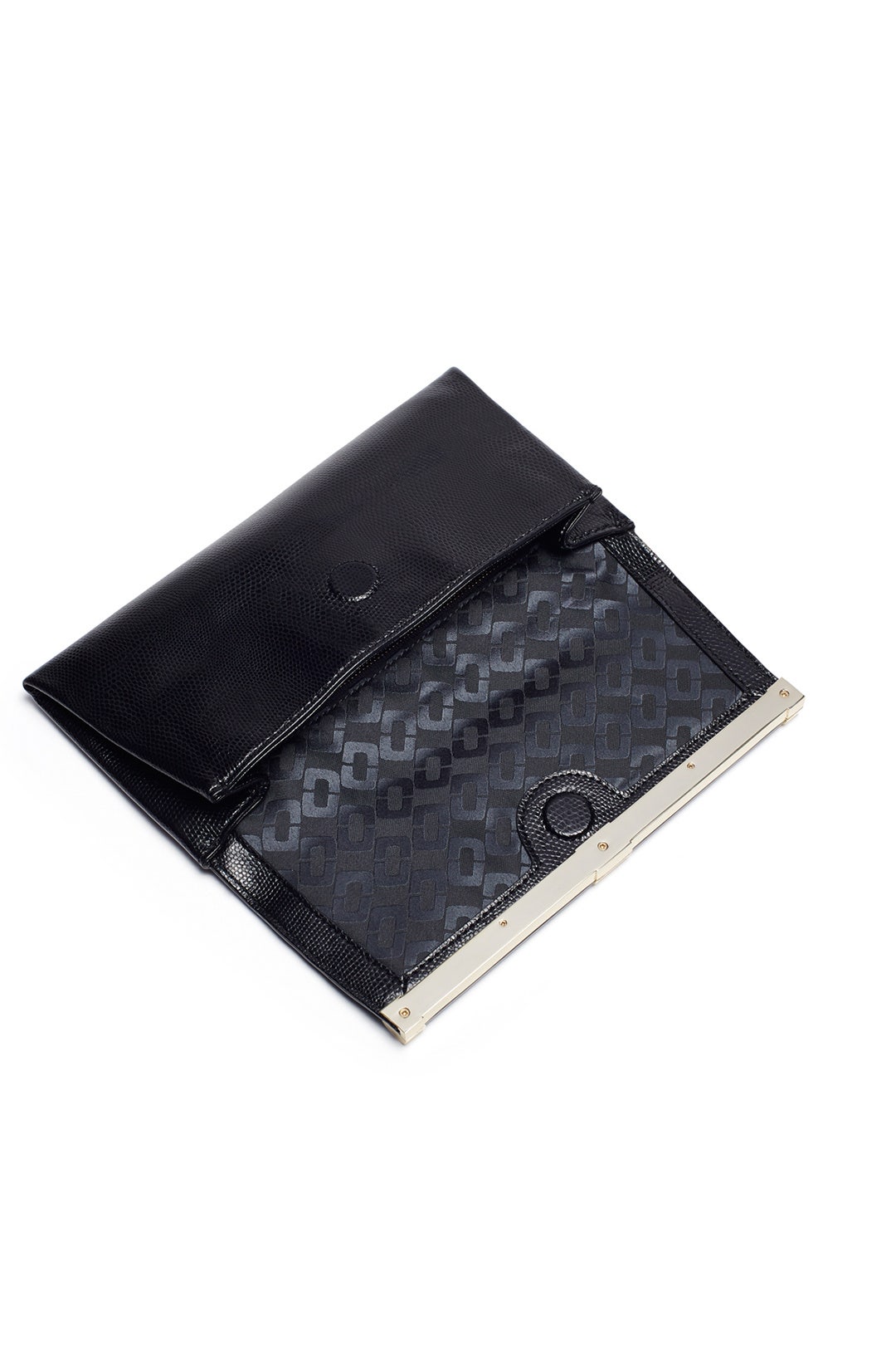Embossed Black Lizard Clutch by Diane von Furstenberg Handbags 1