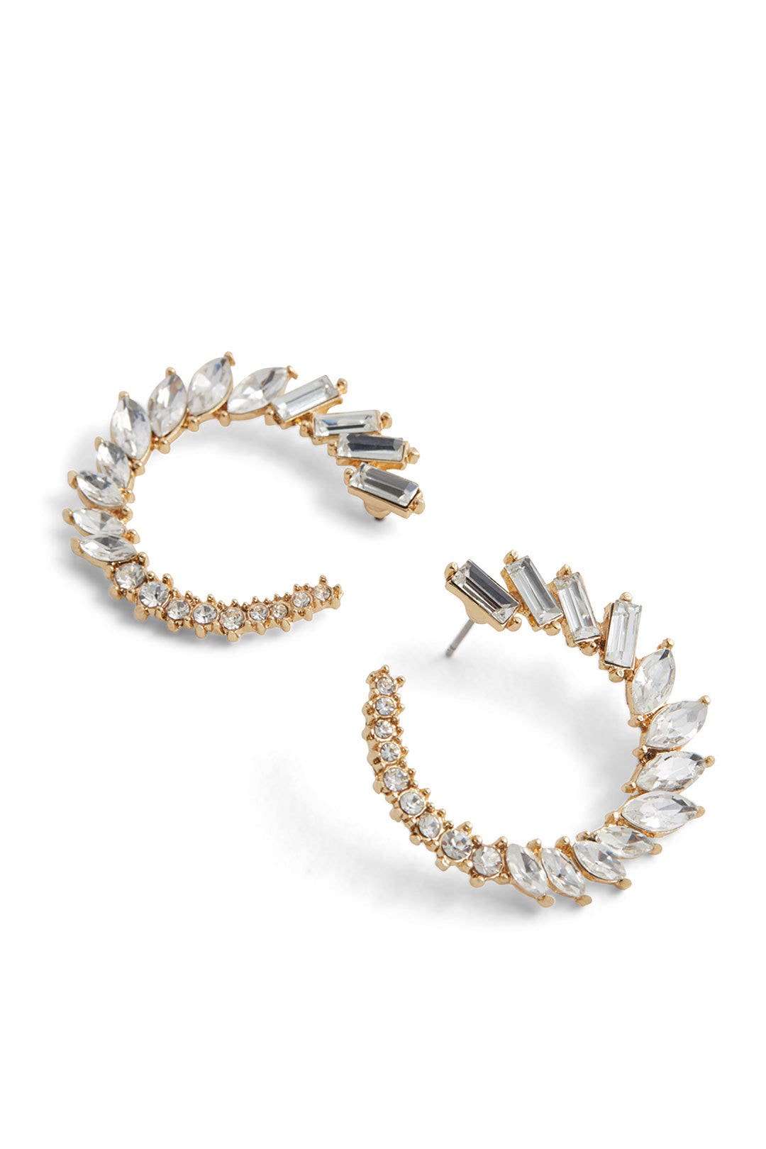 Crystal Leaf Circle Earrings by Slate & Willow Accessories 1