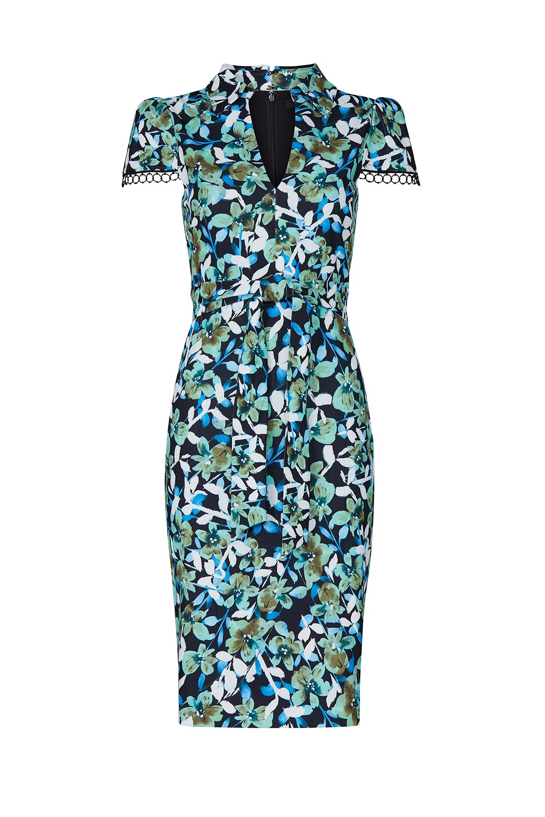 Blue Floral Collared Sheath by Badgley Mischka | Rent the Runway Blue Floral Collared Sheath by Badgley Mischka | Rent the Runway