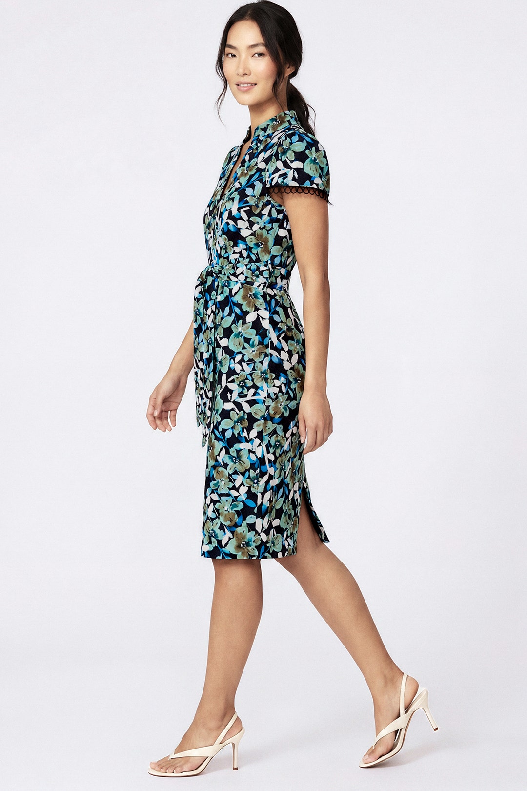 Blue Floral Collared Sheath by Badgley Mischka | Rent the Runway